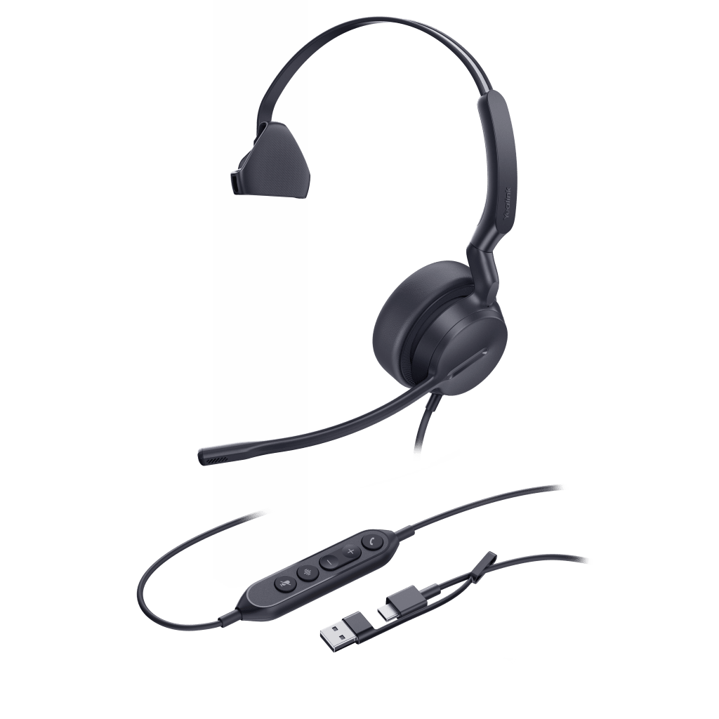 Diadema Alambrica UH42 SE Mono USB-C/A de Yealink con Sonido HD y Tecnología AI Noise Cancelling