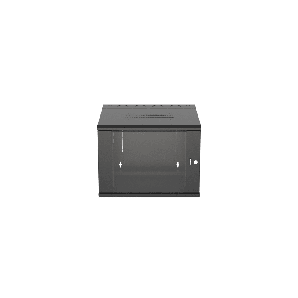 Gabinete PanZone de Montaje en Pared, de 19in, Puerta con Ventana de Seguridad, 9 UR, 635mm de Profundidad, Color Negro