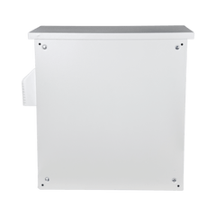 Gabinete Ventilado de Acero IP55 Uso en Exterior (593 x 609 x 399 mm) con Placa Trasera Interior Metálica y Compuerta Inferior Atornillable. Incluye Ventilador, Ventilas, filtros, Terminal de Tierra Física, Chapas y Ll