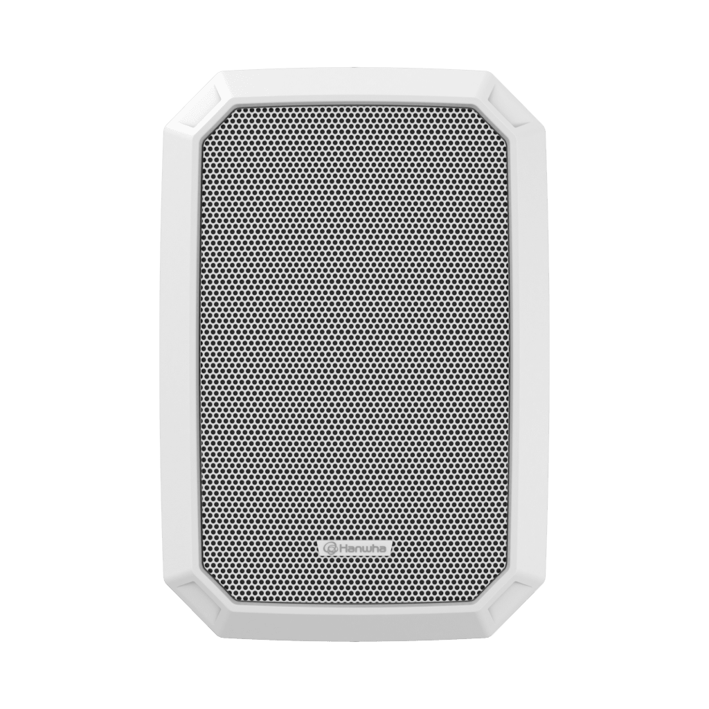 Altavoz IP Para instalacion en pared / Amplificador integrado 10W / PoE+ / Para integración con sistema Hanwha / IP66 / SIP, IPv4, HTTP, DNS, NTP, TCP, UDP, ARP, NDAA.