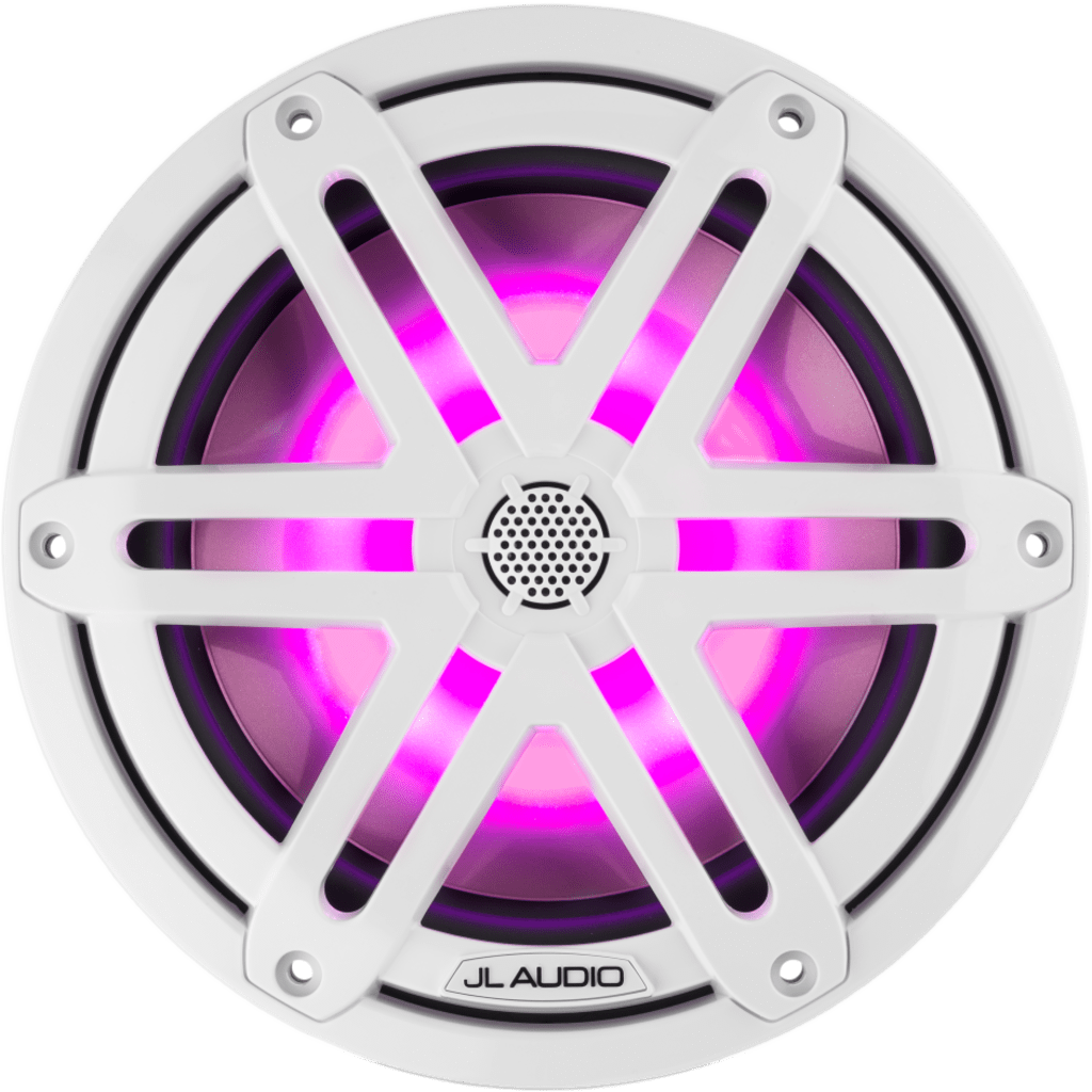 Bocinas Náuticas / 7.7" / Coaxial / 70 W RMS / LED RGB / Rejilla Deportiva Blanca / 4 &Omega; / Respuesta 45 Hz-25 kHz / Polipropileno Relleno de Mica / Tweeter de Cúpula de Seda