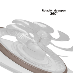 Ventilador de Techo con Luminario LED de 110 V CA 50/60 Hz /  88 W / 3 Tonos de Luz (6500 - 4 000 - 2 700 K) / Con giro 360° / Diámetro 550 mm / 6 Velocidades / Dimeable.