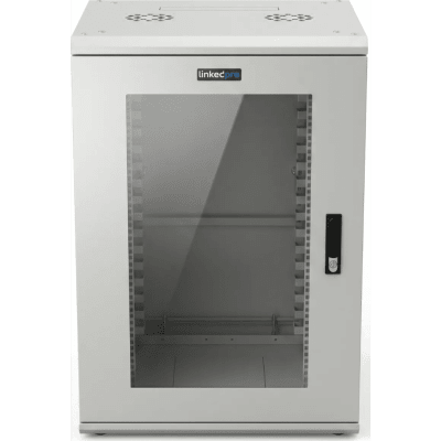 Gabinete Rackeable / 18 Unidades / 19 Pulgadas / Puerta de Cristal / Capacidad de Carga 750 Kg / Dimensiones 600x605x930 mm (23.6x23.8x36.6 in)