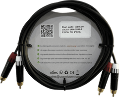 Cable 2 RCA x 2 RCA, conectores negros, con diferenciador de blanco y rojo (2x MT380-RD - 2x MT380-WH), length 2m