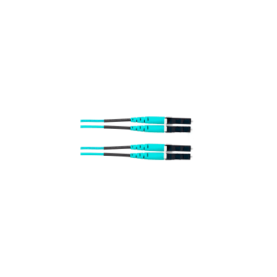 Jumper de Fibra Óptica Multimodo 50/125 OM4, LC-LC Duplex, OFNR (Riser), Color Aqua, 18 Metros