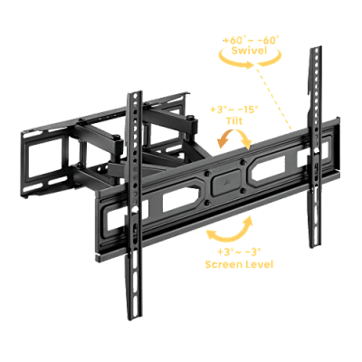 Montaje de Pared Universal Articulado para Monitores de 37 a 80" | Carga Máxima 40 Kg | Vesa  100 x 100 a 600 x 400| Fabricado en Acero