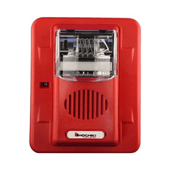 Sirena Estrobo, 24 Vcd, Multi-Candela 15 hasta 110 cd, Montaje En Pared, Color Rojo, Serie HEC3 (0500-06020), Hochiki