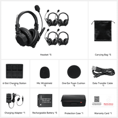Diadema de Comunicación Inalámbrica Binaural / Cancelación de ruido IA / Comunicación Distancia 500m / Bluetooth / Batería 1050mAh / Resistente a la Lluvia