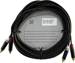 Cable 2 RCA x 2 RCA, conectores negros, con diferenciador de blanco y rojo (2x MT380-RD - 2x MT380-WH), length 5m