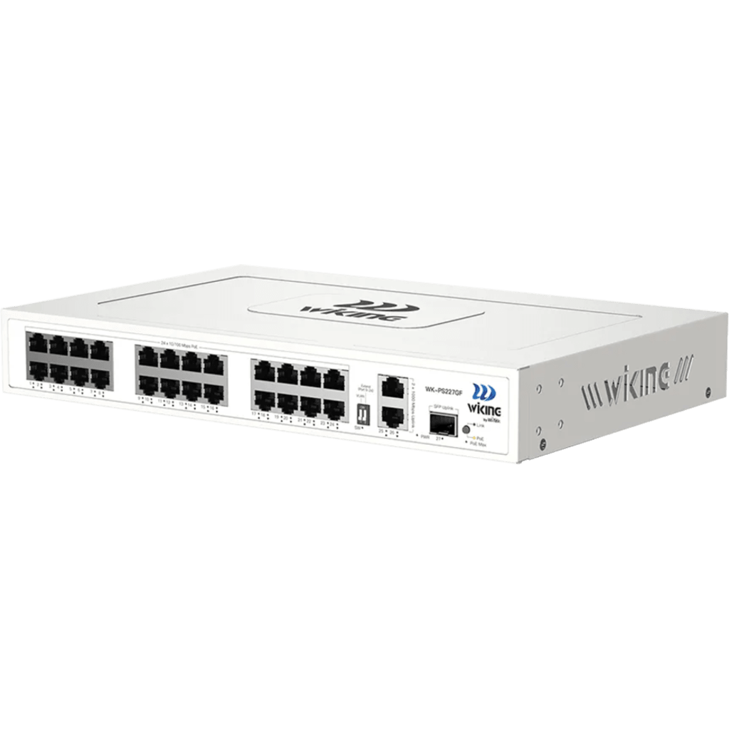 Switch no administrable PoE WI-TEK /24 Puertos 10/100 Mbps PoE af/at / 2 Puertos Uplink Gigabit / 1 Ranura SFP 1000 Mbps / Presupuesto 270 W / Puerto 1 Hi-PoE 60W