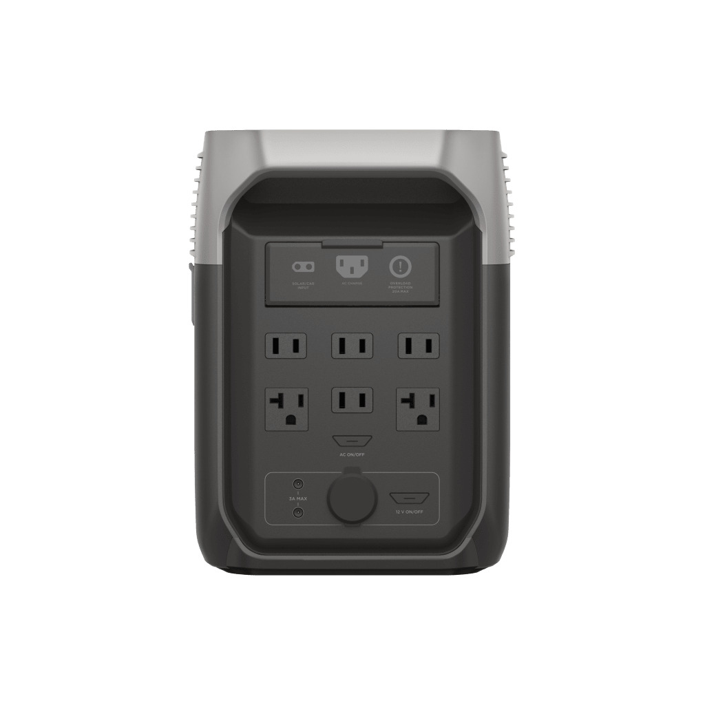 Estación de Energía Portátil Delta 3 1536Wh Litio LFP / 6 AC 1800 W (Max. 3600W) / 2 USB-C 100W / Capacidad para Aumentar Respaldo / Cargador de Coche 10A a 12.6V / Conectividad WiFi y Bluetooth (App) / Carga Solar 500W Max.