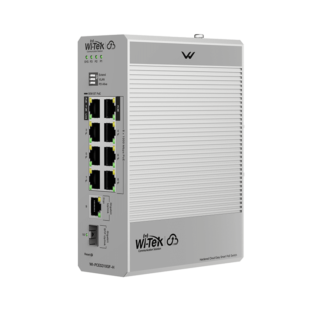 Switch Industrial PoE / 8 Puertos Gigabit PoE / 110W-270W Budget / SFP / DIN-Rail / -30°C a 65°C / Fanless