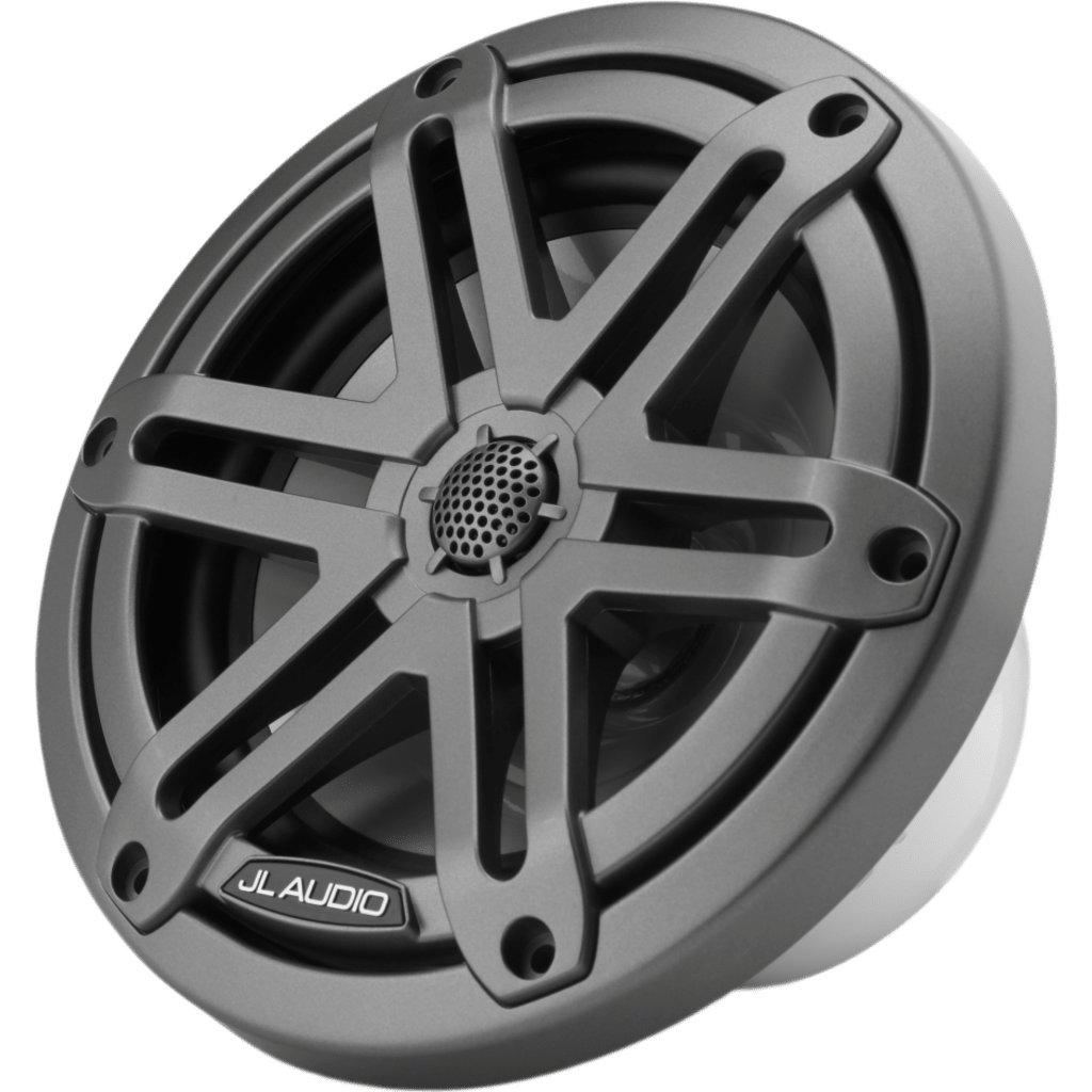 Bocinas Náuticas JL Audio M3 / 6.5" Coaxiales / 60 W RMS / Tweeter Cúpula Seda 19 mm / LED RGB / Rejilla Deportiva Gris / Marino