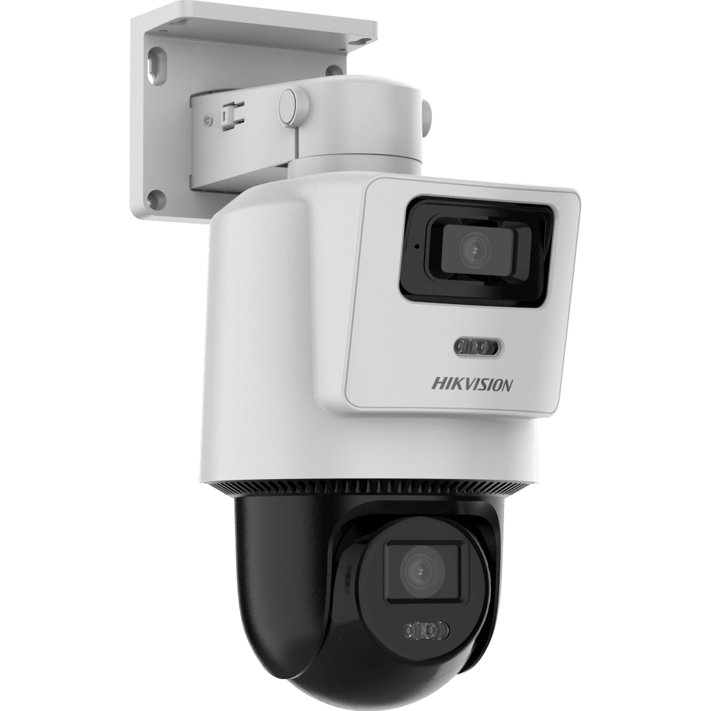 Cámara PTZ TandemVu 4 MP + 4 MP / Lentes 2.8 mm + 8 mm / Dual Light IR + Blanca 30 m / IP66  / Audio Bidireccional