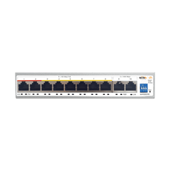 Switch PoE / Administración en la nube / Con 8 puertos 10/100 Mbsp PoE af/at / 2 Puertos Uplink 10/100/1000 Mbps /  Presupuesto 100 W / PoE hasta 250 metros / Soporta protocolo ONVIF