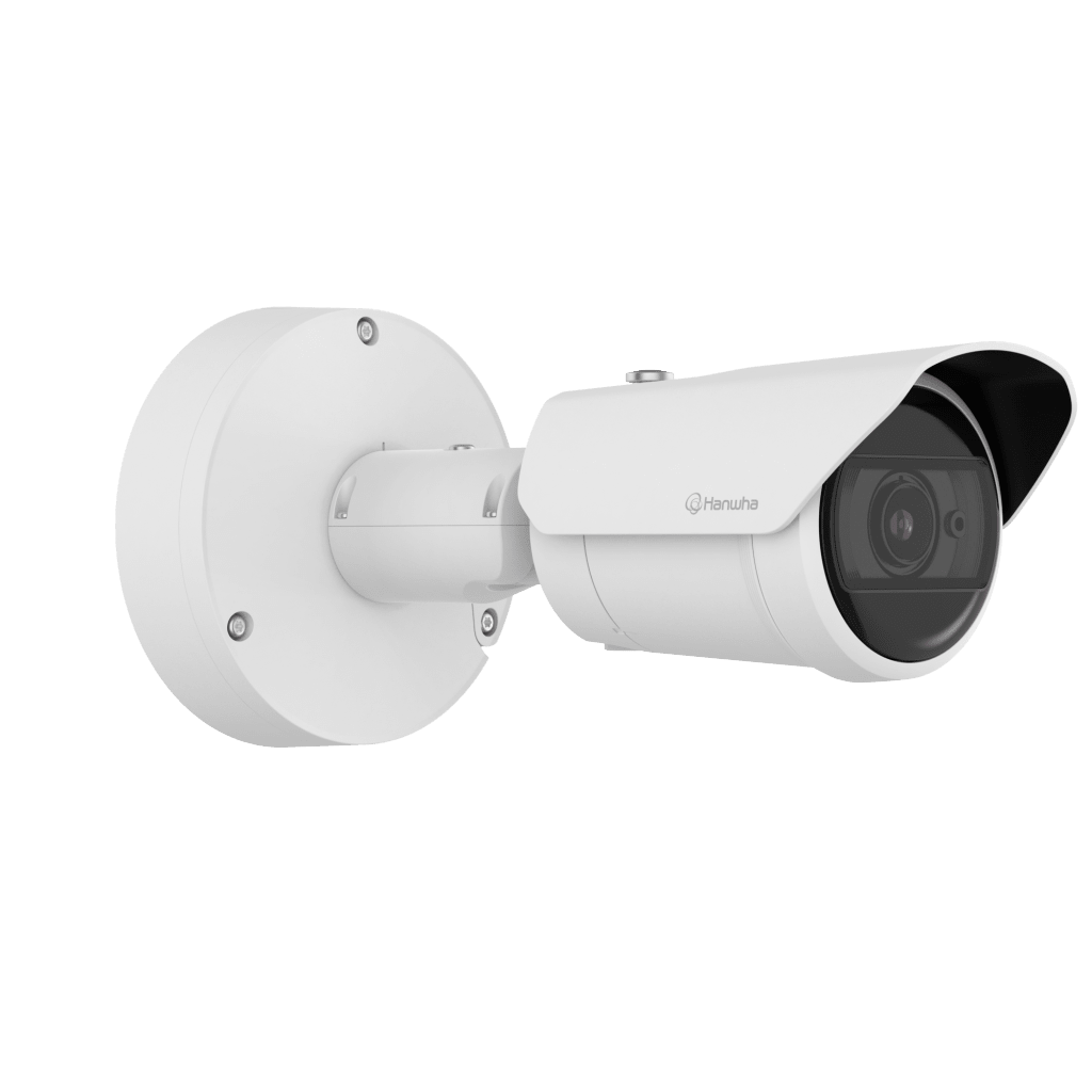 Cámara Bullet AI IR 2 Megapixel (1080p) / Lente 2.8-12 mm / IR 50 m (164 ft) / IP66-IP67-IK10 / Análisis IA / Wisenet 9 / Dual NPU / -40°C a +60°C / PoE