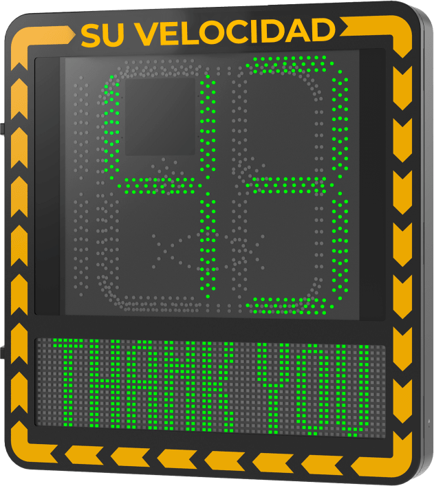 Display LED para Control de Velocidad Exterior / Distancia Visible de 100 m / LED de Alta Luminosidad y Bajo Consumo / Visualización de Velocidad con Código de Colores / IP66 / Conectividad Wi-Fi y Ethernet / Compatible con TCP/IP, HTTP, DHC