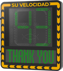 Display LED para Control de Velocidad Exterior / Distancia Visible de 100 m / LED de Alta Luminosidad y Bajo Consumo / Visualización de Velocidad con Código de Colores / IP66 / Conectividad Wi-Fi y Ethernet / Compatible con TCP/IP, HTTP, DHC