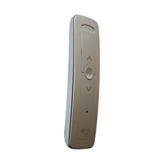 Control remoto 1 canal para motores de persiana Somfy con señal inalámbrica, instrucciones: sube, baja y detener, con posición favorita programada.