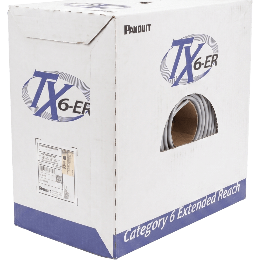 Bobina de Cable UTP de 4 Pares, Cat6 de Rango Extendido, 22 AWG, CMR (Riser), Color Gris, 305 m