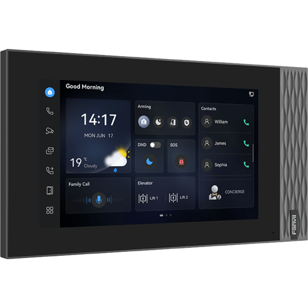 Estación Interior SIP Fanvil i554W / Pantalla Táctil 7" 1024×600 / Wi-Fi 6 / Video 1080p H.265 / 8 Entradas de Alarma / PoE / RS-485