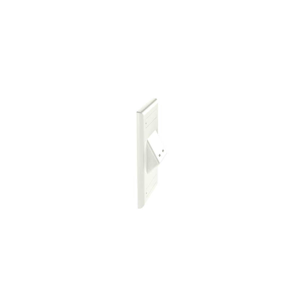 Placa de Pared Vertical Clásica, Salida Para 2 Puertos Mini-Com Inclinados, Con Espacios Para Etiquetas, Color Blanco