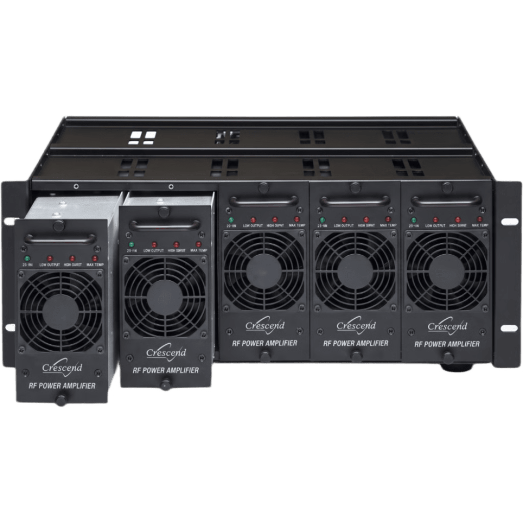 Amplificador de Potencia UHF 100 Watts / 403-450 MHz/ Modular / 19 Pulgadas / Protección VSWR / Enfriamiento Forzado / Alimentación 13.8 VDC
