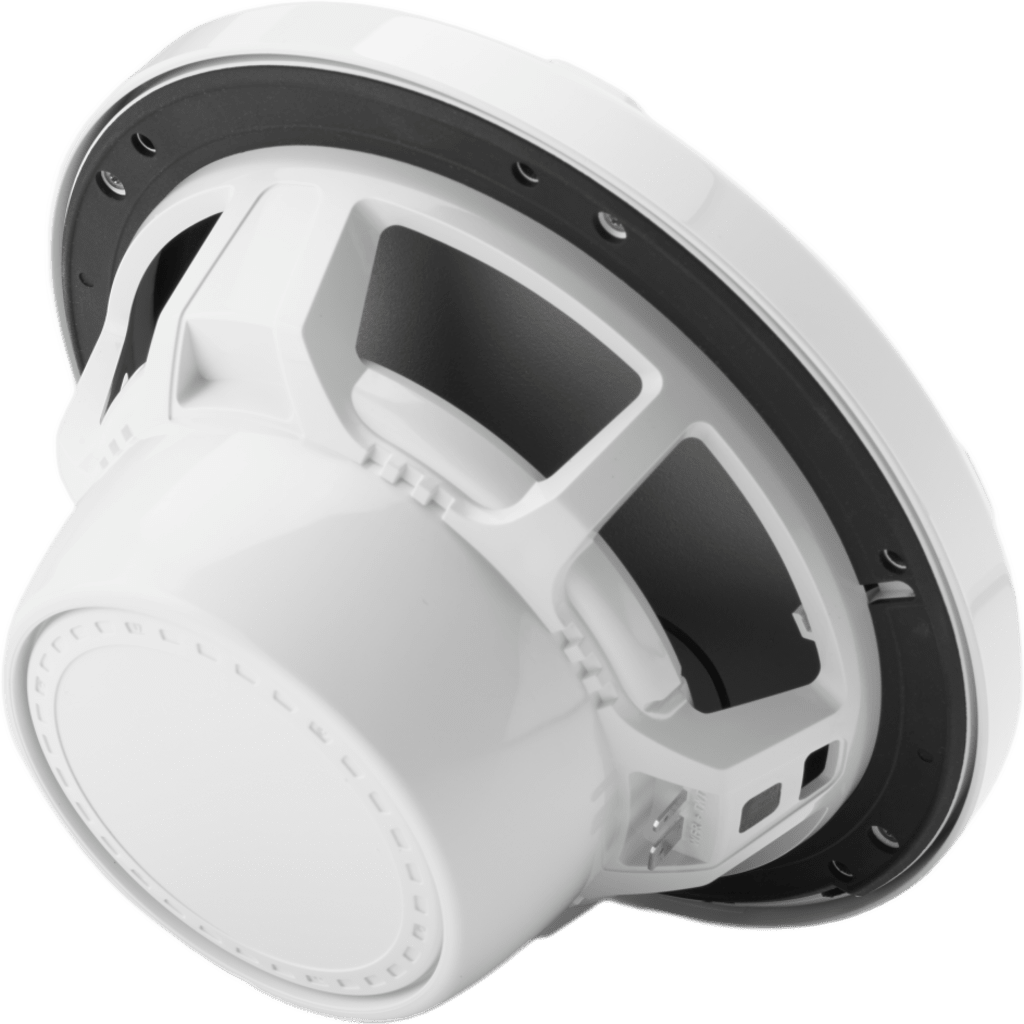 Bocinas Náuticas / 7.7" / Coaxial / 70 W RMS / LED RGB / Rejilla Deportiva Blanca / 4 &Omega; / Respuesta 45 Hz-25 kHz / Polipropileno Relleno de Mica / Tweeter de Cúpula de Seda
