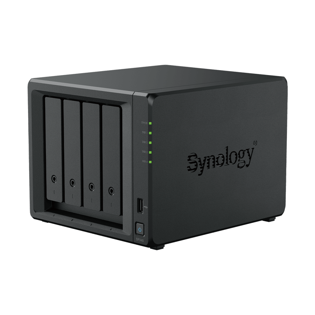 NAS Dispositivo de Protección de Datos Synology ActiveProtect DP340 | 14.5 TB de Capacidad de Copia de Seguridad | RAID 5 con 4 HDD de 8 TB | RAID 1 con 2 SSD de 400 GB | Puerto RJ-45 de 10 GbE | Protección contra Ransomware | Inmutabilidad