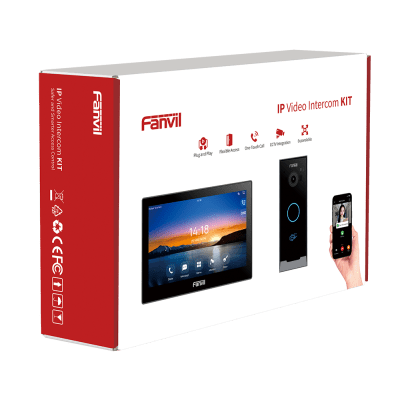 Kit Videoportero IP Fanvil VIK-01, Estación Interior SIP i504W + Frente de Calle i60, Llamadas HD, Desbloqueo Remoto, App Fanvil Link, Wi-Fi 2.4G/5G, PoE