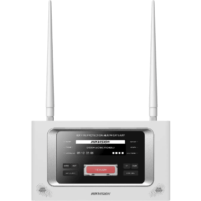 (HikFire) Panel Inalámbrico de Detección de Incendio (Gateway LoRa) / Pantalla LCD Táctil / Comunicación hasta 2 km / Gestión de 128 Dispositivos / Encriptación AES128 / Integración a HikCentral Professional