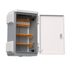 Gabinete de Acero Ventilado para Exterior 680 x 480 x 315 mm con Rieles DIN y 4 Placas Laterales para Montaje de Equipos por Fuera
