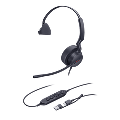 Diadema Cableada Profesional USB-C/A UH44 Mono de Yealink con Cancelación de Ruido por IA y Control de Llamadas Integrado