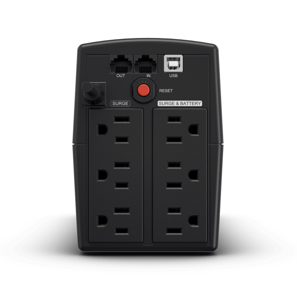UPS de 900 VA/420 W, Topología Línea Interactiva, Entrada 120 Vca NEMA 5-15P, y 6 Salidas NEMA 5-15R, Con Regulador de Voltaje (AVR)