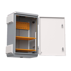 Gabinete de Acero Ventilado para Exterior 380 x 660 x 240 mm con Rieles DIN y 4 Placas Laterales para Montaje de Equipos por Fuera
