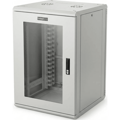 Gabinete Rackeable / 18 Unidades / 19 Pulgadas / Puerta de Cristal / Capacidad de Carga 750 Kg / Dimensiones 600x605x930 mm (23.6x23.8x36.6 in)