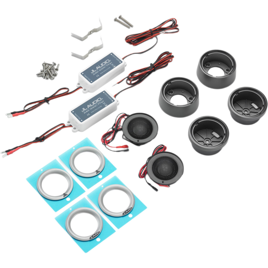 Tweeter Marino de Componentes / 1 in (25 mm) / Diafragma Domo de Seda / 75 W RMS / 4 &Omega; / 91 dB a 1 W/1 m / 4.8 kHz–25 kHz (±3 dB) / Filtro Pasa-Altas Externo de Tercer Orden / Protección Electrónica Automática / Mon
