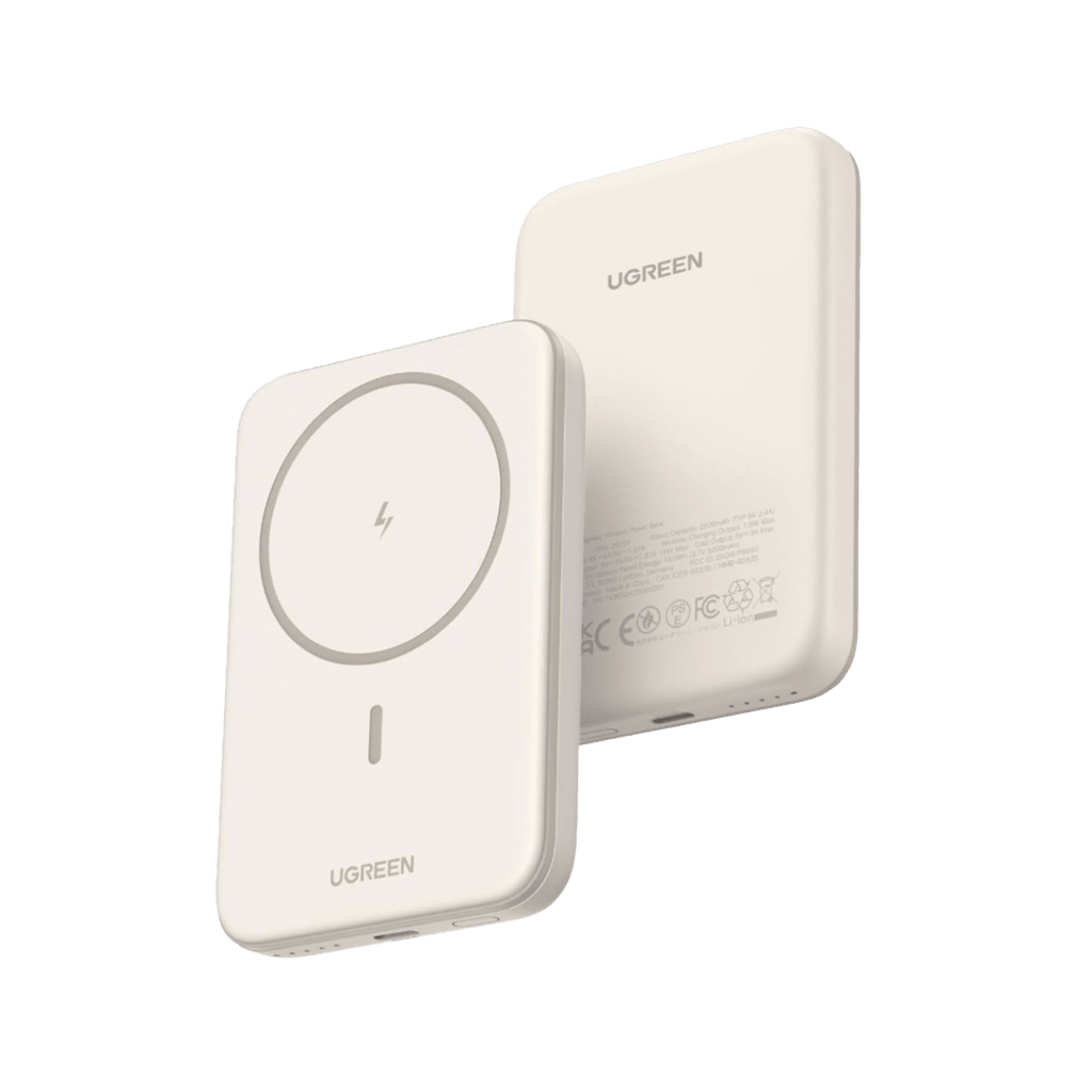 Power Bank MagSafe de 5000mAh | 15W | Carga Inalámbrica y por Cable USB-C | Sistema de Protección Inteligente | Tecnología de Carga Rápida | Ultra Delgado | Ultra ligero | Compatible con iPhone 15/14/13/12 | Color Beige.