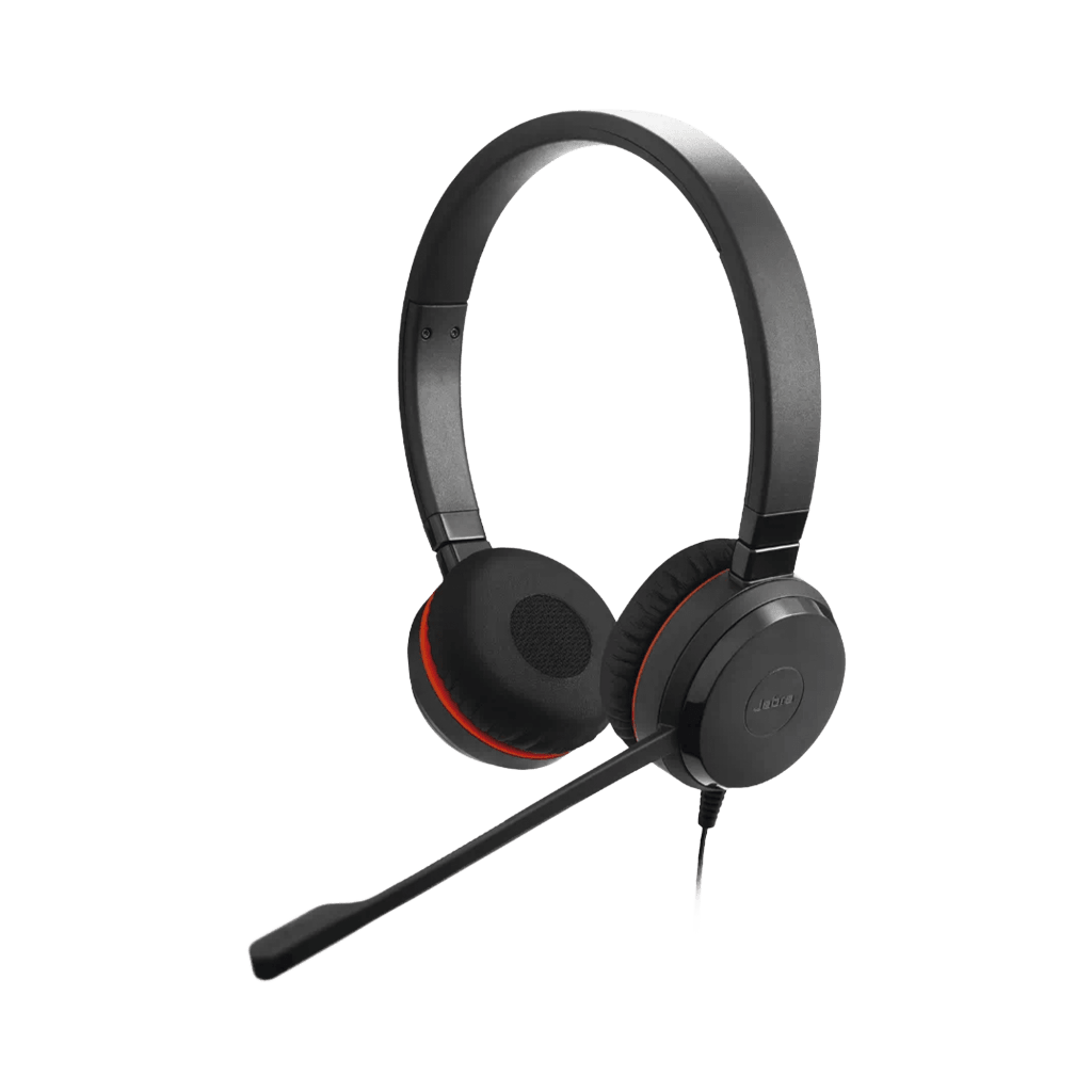 Jabra Evolve 30 II Duo con conexión USB C/A y 3.5mm, micrófono con cancelación de ruido y controlador en el cable con botones e indicadores LED (5399-829-369))