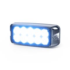 Luz de Advertencia de 5x2 Pulgadas 10 LED, Rojo/Azul, Lente Transparente, Bisel Cromado