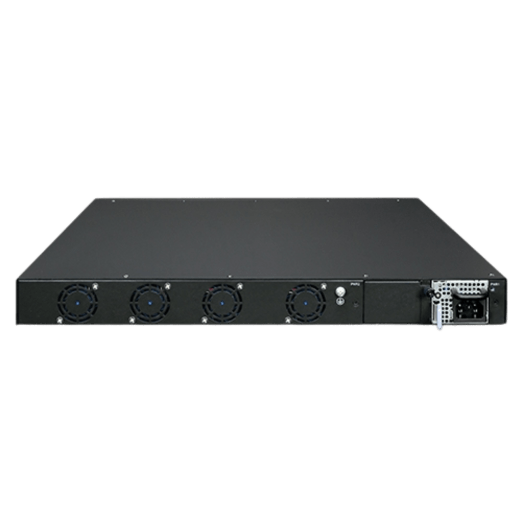Switch Gestionado Capa 3 Multi-puerto 10G/25G + 2/4-Puerto 100G QSFP28 / 880-1520 Gbps Non-Blocking / Stacking 10 Unidades / Enrutamiento OSPF, BGP, RIP, VRRP / ERPS G.8032 / Slot Para Fuente Redundante AC/DC / Data Center y AI Infrastructure