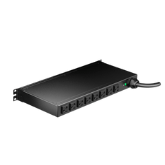 PDU ES2P Monitoreable (MI) para Distribución de Energía, Enchufe de Entrada NEMA 5-15P, Con 8 Salidas 5-20R, Horizontal 19in, 120 Vca, 15 Amp, 1UR