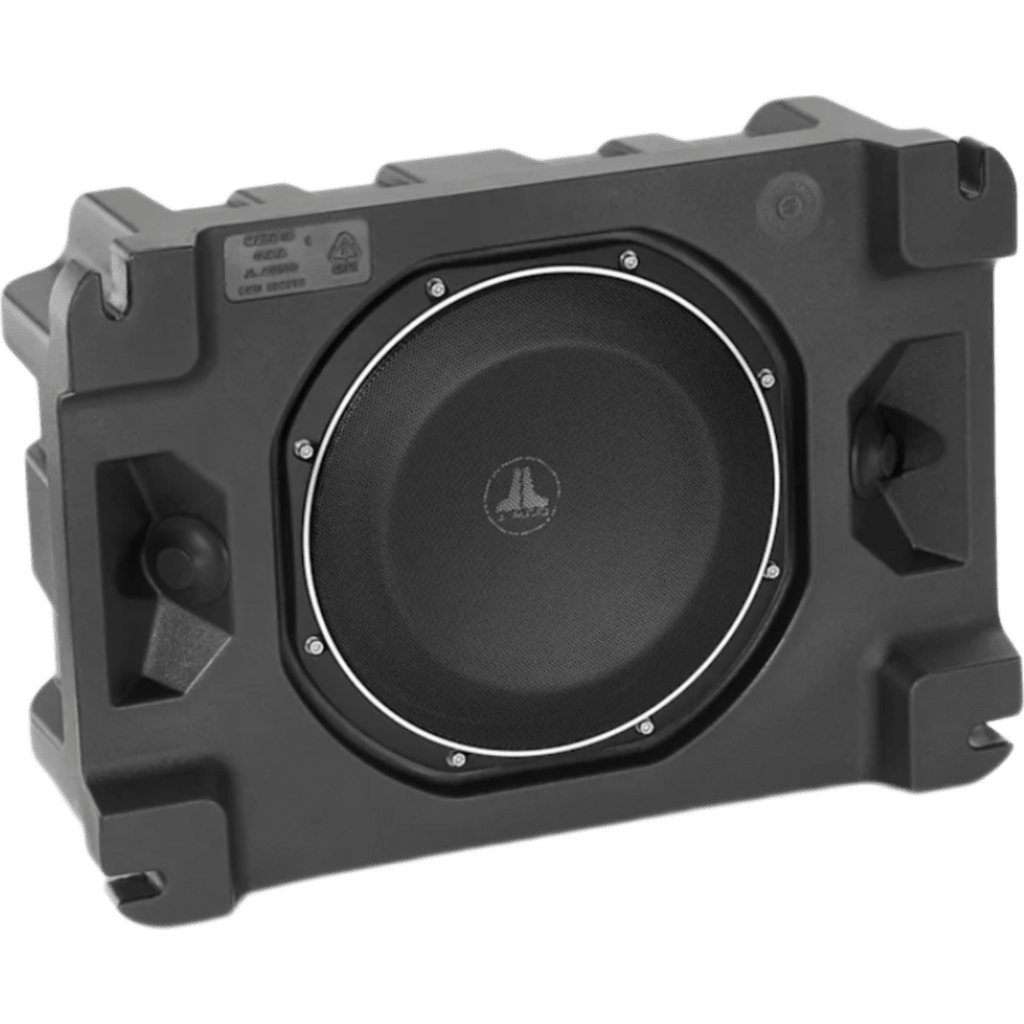 Subwoofer Sellado StowAway 10″ / Dimensiones 178 x 457 x 318 mm (7 x 18 x 12.5 in) / 2 &Omega; o 4 &Omega; / Potencia RMS 300 W / Amplificador Recomendado 75-300 W / Cono de Polipropileno Relleno de Minerales / Carcasa Sellada / Rejillas Incluidas /