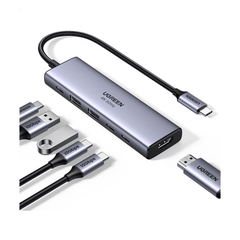 Hub USB-C 6 en 1 / HDMI 4K@60Hz / 2x USB-A 3.2 Gen 2 (10 Gbps) / 2x USB-C 3.2 (10 Gbps) / PD 100W / Compatibilidad Universal / Driver-Free / Aluminio