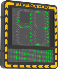 Display LED para Control de Velocidad Exterior / Distancia Visible de 100 m / LED de Alta Luminosidad y Bajo Consumo / Visualización de Velocidad con Código de Colores / IP66 / Conectividad Wi-Fi y Ethernet / Compatible con TCP/IP, HTTP, DHC