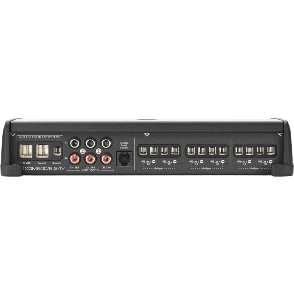 Amplificador Náutico y para Automóvil / 6 Canales / Clase D / 600 W / 24 V / Rango Completo / Procesamiento de Señales / Filtros 50 Hz-500 Hz / Control de Nivel Remoto Opcional / JL Audio XDM