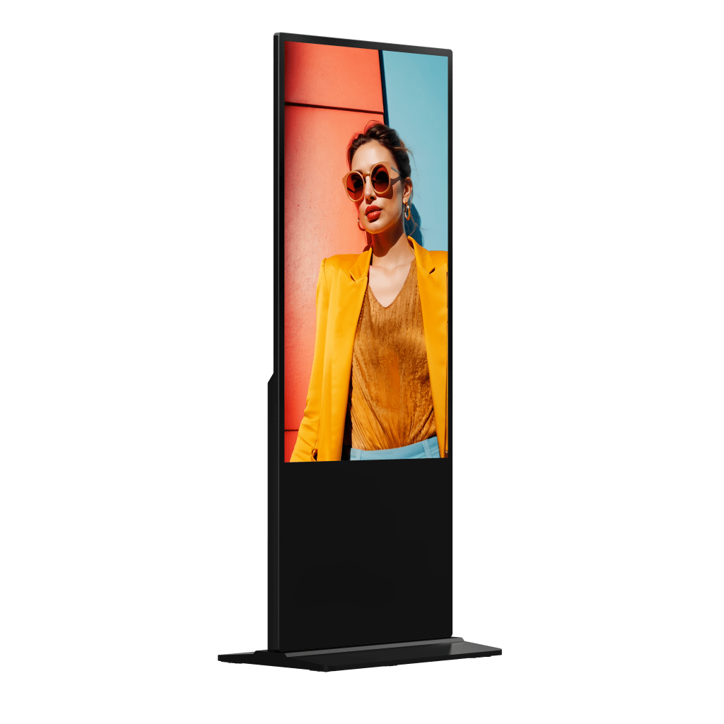 Pantalla de 55" 4K para Publicidad Digital / Base para Piso (Totem) / Gestión de Contenido y Control Centralizado