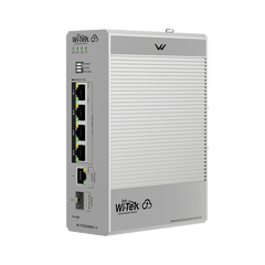 Switch Industrial PoE / 4 Puertos Gigabit PoE++ (802.3bt) / 1 Puerto Gigabit + 1 SFP / Alimentación DC 12-57V / Fanless / DIN-Rail / -30°C a 65°C / 55W-300W Budget PoE