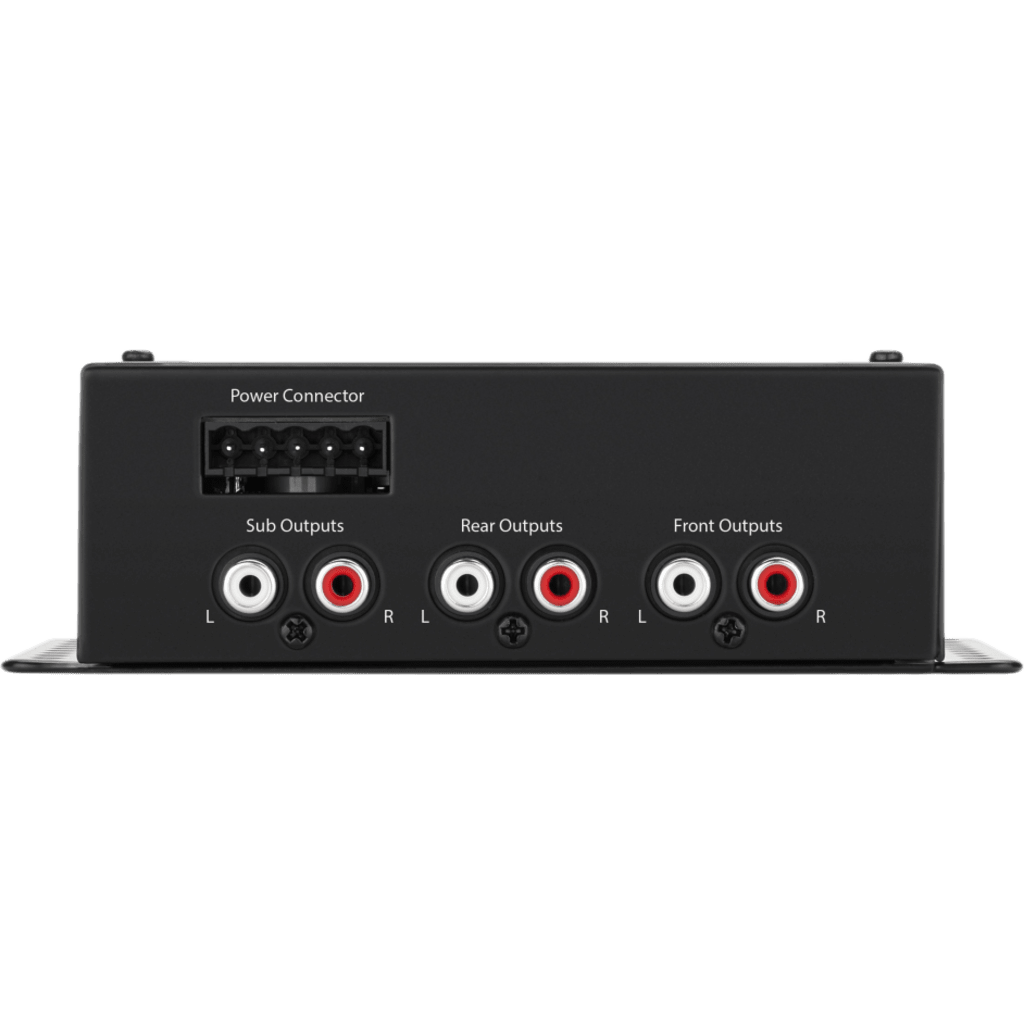DSP para Integración OEM / 8 Canales de Entrada y 6 de Salida / Audio 24 bit/48 kHz / Ecualizador de 1/3 Octava (25-20 kHz) / Entrada 250 mV-30 V RMS / Salida RCA Estéreo No Equilibrada / Fuente Conmutada CC-CC Regulada / Control Remoto Opci
