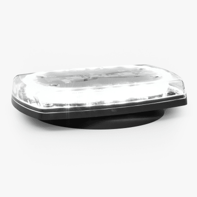 Mini torreta de 48 LED 10" Ámbar/Claro, Lente Transparente, Imán y Encendedor de Vehículo
